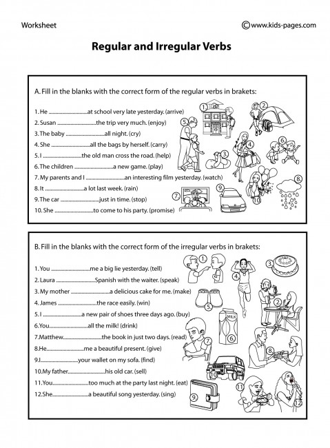 Regular and Irregular Verbs B&W